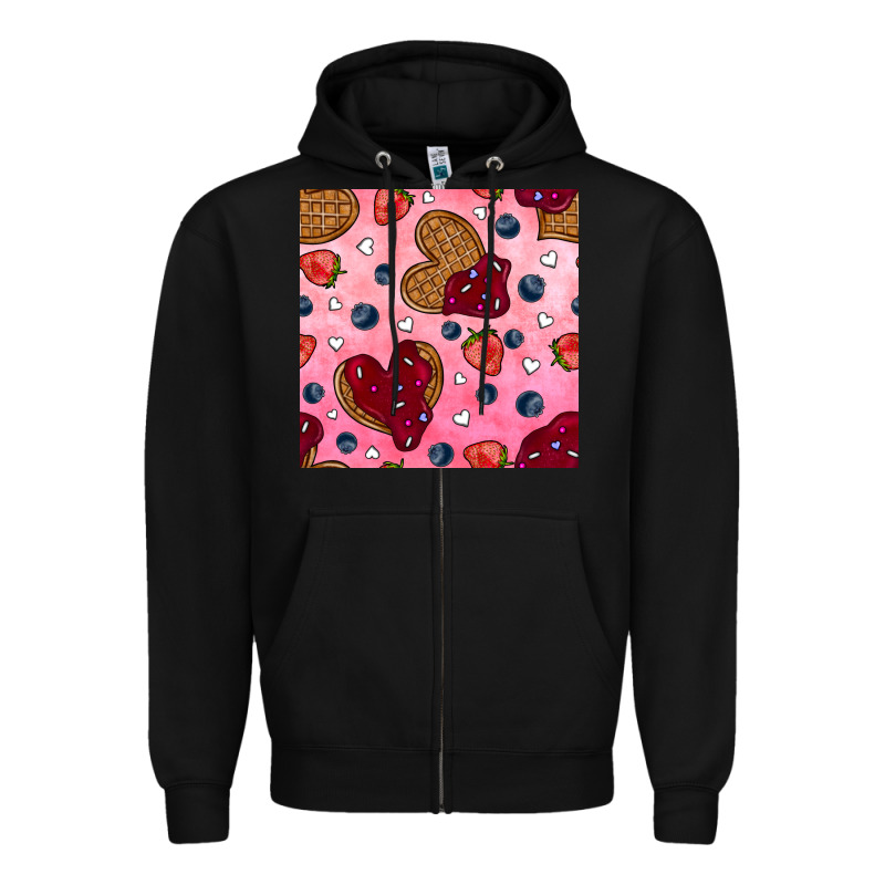 Valentines Day Waffles Seamless Pattern Zipper Hoodie by BundleAndBundleShop | Teevron