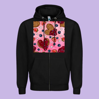 Valentines Day Waffles Seamless Pattern Zipper Hoodie Designed By Bundleandbundleshop