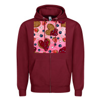 Burgundy valentines day waffles seamless pattern Zipper Hoodie - BundleAndBundleShop