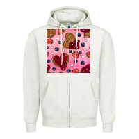 Oatmeal Heather valentines day waffles seamless pattern Zipper Hoodie - BundleAndBundleShop