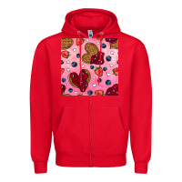 Red valentines day waffles seamless pattern Zipper Hoodie - BundleAndBundleShop