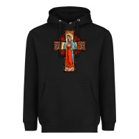 Black lady of guadalupe leopard cross Heavyweight Hoodie - BarkalooDesign
