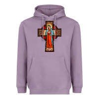 Lavender lady of guadalupe leopard cross Heavyweight Hoodie - BarkalooDesign