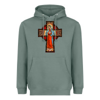 Sage lady of guadalupe leopard cross Heavyweight Hoodie - BarkalooDesign