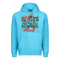Ocean Blue boots and bling it's a cowgirl thing Premium Hoodie - MaliasSmallBusiness