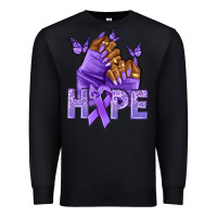 Black hope lavender ribbon all cancers Premium Sweatshirt - NancyCooperArtShop