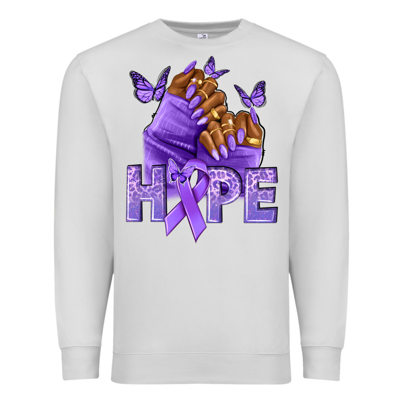 Hope Lavender Ribbon All Cancers Premium Sweatshirt by NancyCooperArtShop | Teevron