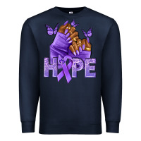 Navy hope lavender ribbon all cancers Premium Sweatshirt - NancyCooperArtShop