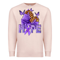 Pale Pink hope lavender ribbon all cancers Premium Sweatshirt - NancyCooperArtShop