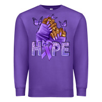 Purple hope lavender ribbon all cancers Premium Sweatshirt - NancyCooperArtShop