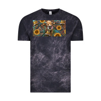 Cloud Black Cow With Aztec Leopard And Sunflower Vintage Tee - RanaPortraitStore