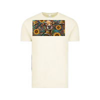 Vintage Arctic Cow With Aztec Leopard And Sunflower Vintage Tee - RanaPortraitStore