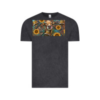 Vintage Black Cow With Aztec Leopard And Sunflower Vintage Tee - RanaPortraitStore
