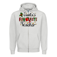 Dove Grey santas favourite teacher Zipper Hoodie - AdoDesignShop