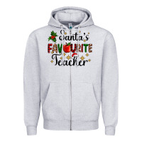 Heather Grey santas favourite teacher Zipper Hoodie - AdoDesignShop