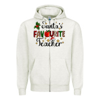 Oatmeal Heather santas favourite teacher Zipper Hoodie - AdoDesignShop