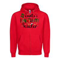 Red santas favourite teacher Zipper Hoodie - AdoDesignShop