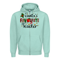 Seafoam santas favourite teacher Zipper Hoodie - AdoDesignShop