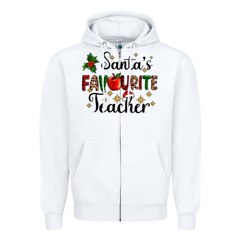 Santas Favourite Teacher Zipper Hoodie by AdoDesignShop | Teevron