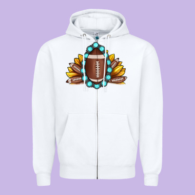 Football Gemstone Sunflower Zipper Hoodie Designed By Jahusdesignshop