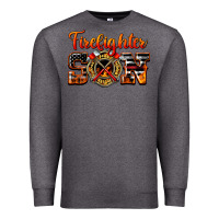 Charcoal Heather American Flag Firefighter Son Premium Sweatshirt - LillyAllenDesigns