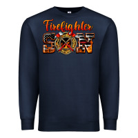 Navy American Flag Firefighter Son Premium Sweatshirt - LillyAllenDesigns