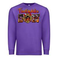 Purple American Flag Firefighter Son Premium Sweatshirt - LillyAllenDesigns
