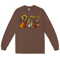 Chestnut Welcome Fall Pumpkin Long Sleeve Tee - CowhideDigitalArt