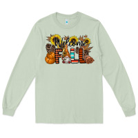 Matcha Welcome Fall Pumpkin Long Sleeve Tee - CowhideDigitalArt