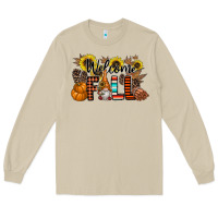Mushroom Welcome Fall Pumpkin Long Sleeve Tee - CowhideDigitalArt