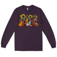 Plum Welcome Fall Pumpkin Long Sleeve Tee - CowhideDigitalArt