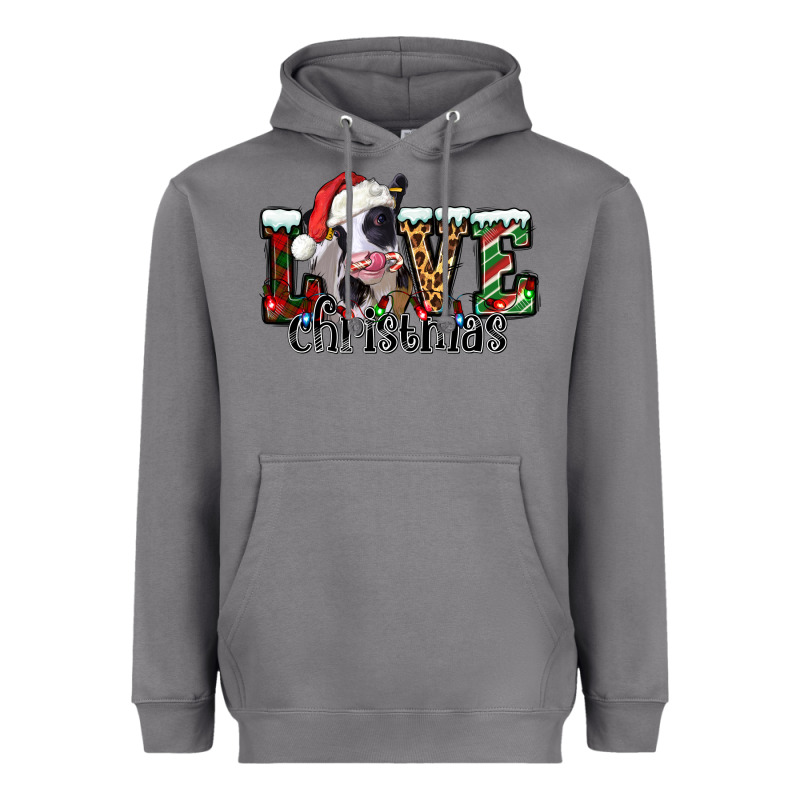 Love Christmas Cow Heavyweight Hoodie by Jasminsmagicworld | Teevron