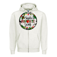 Oatmeal Heather christmas  cookie and light santas favorite   son Zipper Hoodie - AdoDesignShop