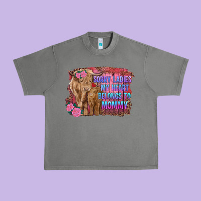 Sorry Ladies My Heart Belongs To Mommy Highland Cow And Calf Urban Heavy Tee Designed By Ranaportraitstore
