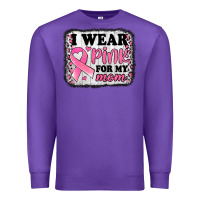 Purple i wear pink for my mom breast cancer awareness Premium Sweatshirt - Jasminsmagicworld
