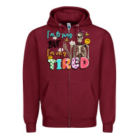 Burgundy im trying but im very tired Zipper Hoodie - Artiststas