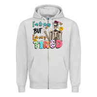 Dove Grey im trying but im very tired Zipper Hoodie - Artiststas