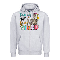 Heather Grey im trying but im very tired Zipper Hoodie - Artiststas
