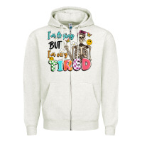 Oatmeal Heather im trying but im very tired Zipper Hoodie - Artiststas