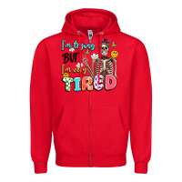 Red im trying but im very tired Zipper Hoodie - Artiststas