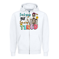 White im trying but im very tired Zipper Hoodie - Artiststas