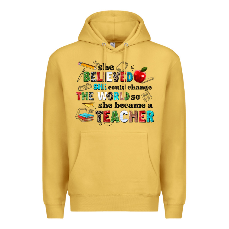 She Believed She Could Change The World So She Bec Premium Hoodie by NancyCooperArtShop | Teevron
