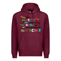 Burgundy she believed she could change the world so she bec Premium Hoodie - NancyCooperArtShop