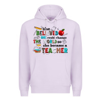 Lilac she believed she could change the world so she bec Premium Hoodie - NancyCooperArtShop