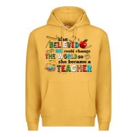 Mustard she believed she could change the world so she bec Premium Hoodie - NancyCooperArtShop