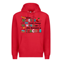 Red she believed she could change the world so she bec Premium Hoodie - NancyCooperArtShop
