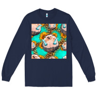 Navy hedgehog western seamless pattern Long Sleeve Tee - HRA Design Shop