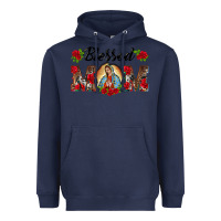 Navy blessed mom lady of guadalupe Heavyweight Hoodie - BarkalooDesign