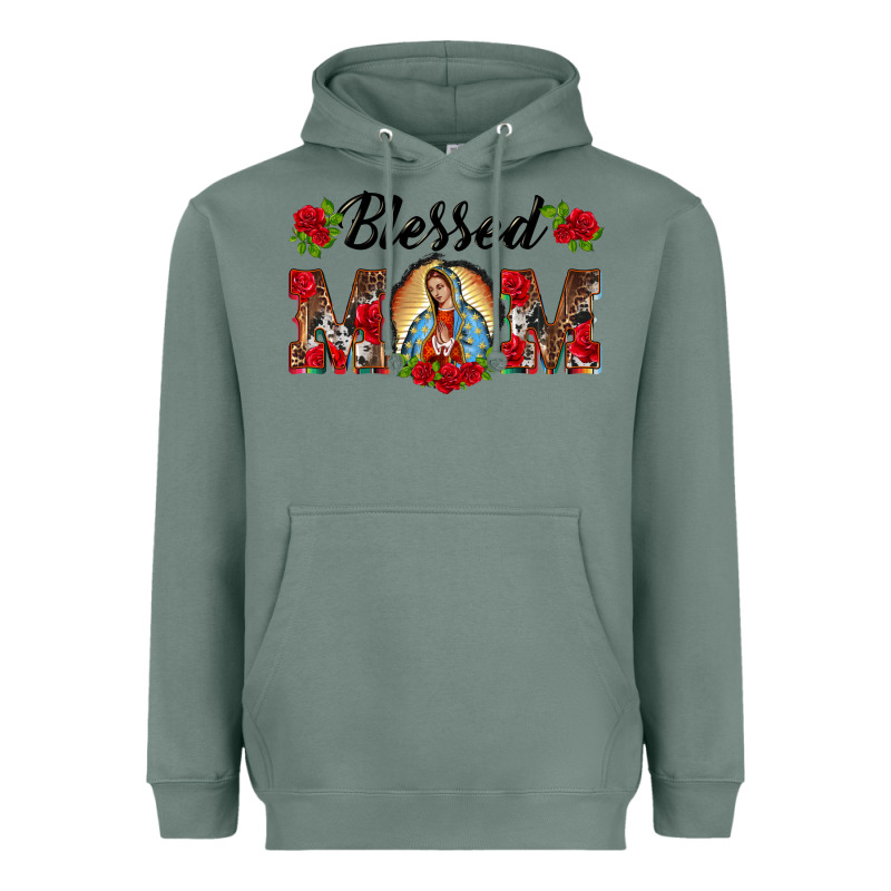 Blessed Mom Lady Of Guadalupe Heavyweight Hoodie by BarkalooDesign | Teevron