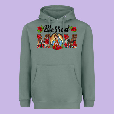 Blessed Mom Lady Of Guadalupe Heavyweight Hoodie Designed By Barkaloodesign